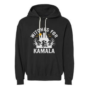 Witches For Kamala Harris 2024 President Happy Halloween Garment-Dyed Fleece Hoodie