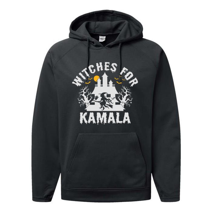 Witches For Kamala Harris 2024 President Happy Halloween Performance Fleece Hoodie