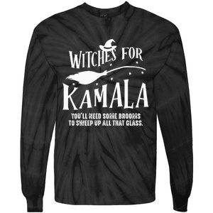 Witches For Kamala Harris 2024 Election Halloween Tie-Dye Long Sleeve Shirt