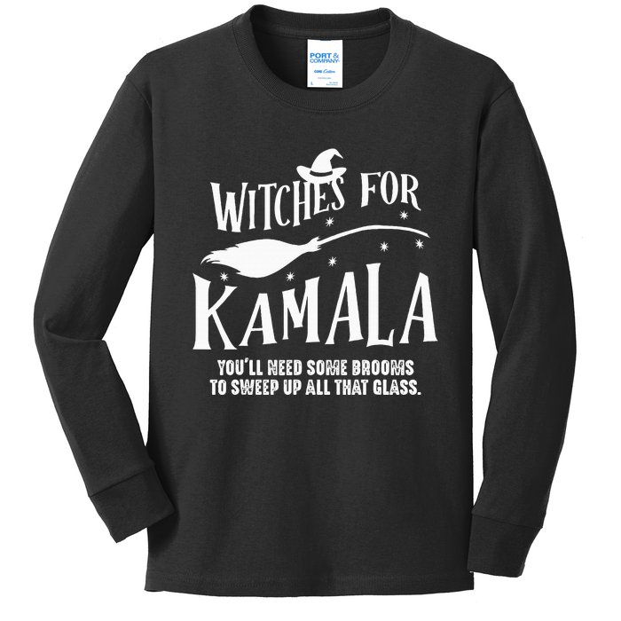 Witches For Kamala Harris 2024 Election Halloween Kids Long Sleeve Shirt