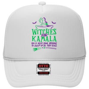 Witches For Kamala Harris Election 2024 Halloween High Crown Mesh Back Trucker Hat