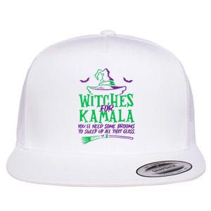 Witches For Kamala Harris Election 2024 Halloween Flat Bill Trucker Hat