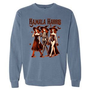 Witches For Kamala Harris Election 2024 Halloween Vote Garment-Dyed Sweatshirt