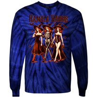 Witches For Kamala Harris Election 2024 Halloween Vote Tie-Dye Long Sleeve Shirt