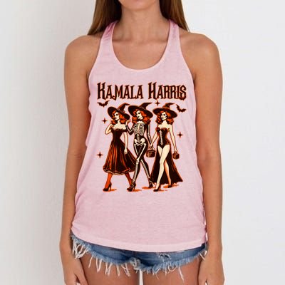 Witches For Kamala Harris Election 2024 Halloween Vote Women's Knotted Racerback Tank