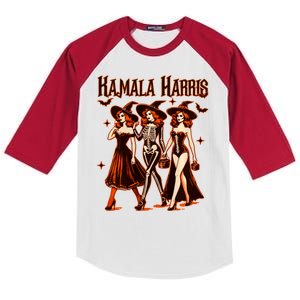 Witches For Kamala Harris Election 2024 Halloween Vote Kids Colorblock Raglan Jersey