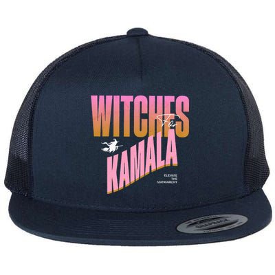 Witches For Kamala Halloween 2024 Flat Bill Trucker Hat