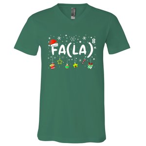 Women Fa (La)8 Funny Christmas Santa Fa La Math Teacher Gift V-Neck T-Shirt