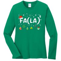 Women Fa (La)8 Funny Christmas Santa Fa La Math Teacher Gift Ladies Long Sleeve Shirt