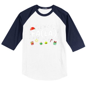 Women Fa (La)8 Funny Christmas Santa Fa La Math Teacher Gift Baseball Sleeve Shirt