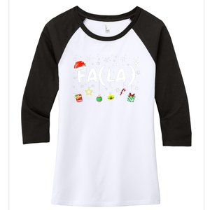 Women Fa (La)8 Funny Christmas Santa Fa La Math Teacher Gift Women's Tri-Blend 3/4-Sleeve Raglan Shirt