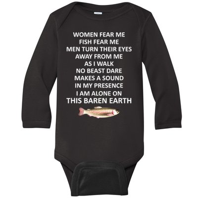 Woman Fear Me Fish Fear Me Turn Their Eyes Away From Me Gift Baby Long Sleeve Bodysuit