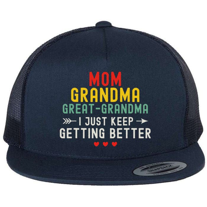 Women Funny Mom Grandma Great Grandma For Mothers Day Flat Bill Trucker Hat