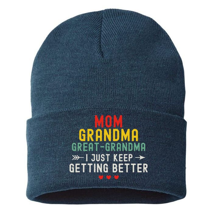 Women Funny Mom Grandma Great Grandma For Mothers Day Sustainable Knit Beanie