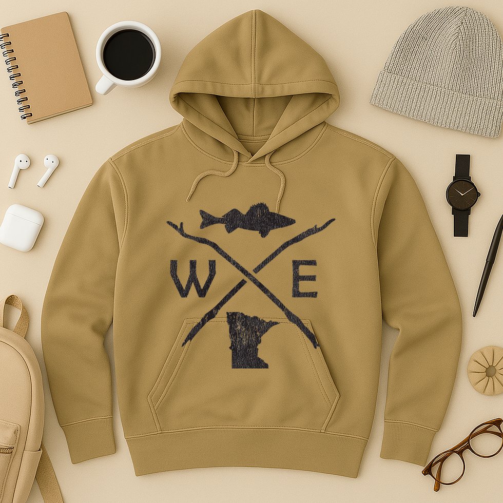Walleye Fishing Minnesota Walleye Fishing Compass Gift Hoodie