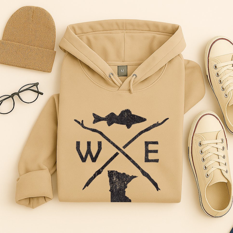 Walleye Fishing Minnesota Walleye Fishing Compass Gift Hoodie