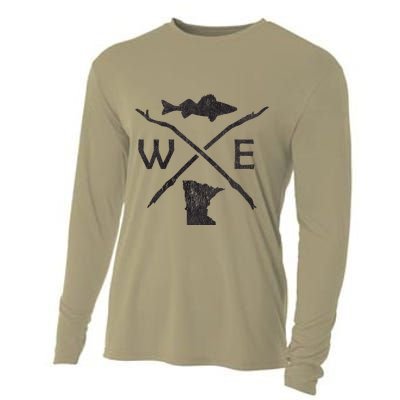 Walleye Fishing Minnesota Walleye Fishing Compass Gift Cooling Performance Long Sleeve Crew