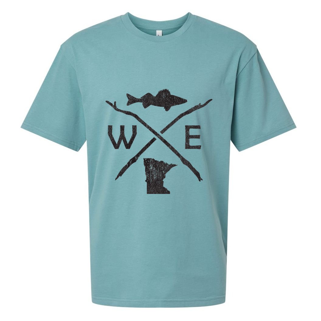Walleye Fishing Minnesota Walleye Fishing Compass Gift Sueded Cloud Jersey T-Shirt