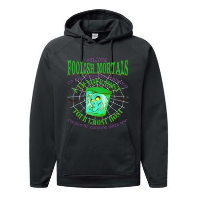 Welcome Foolish Mortals Hatbox Ghost I Am Your Ghost Host Performance Fleece Hoodie