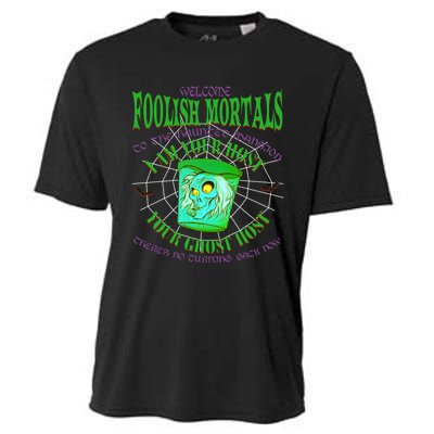 Welcome Foolish Mortals Hatbox Ghost I Am Your Ghost Host Cooling Performance Crew T-Shirt