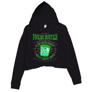 Welcome Foolish Mortals Hatbox Ghost I Am Your Ghost Host Crop Fleece Hoodie