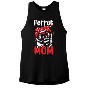 Wo Ferret Mom Red Bandanna Funny Weasel Cute Gift Ladies PosiCharge Tri-Blend Wicking Tank