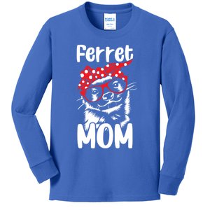 Wo Ferret Mom Red Bandanna Funny Weasel Gift Kids Long Sleeve Shirt