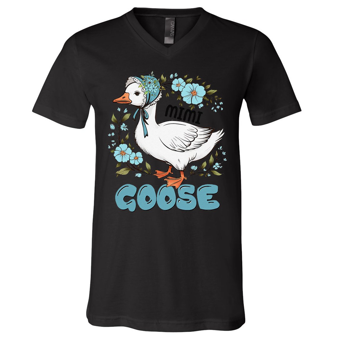 Women Floral Mimi Goose Mom Mothers Day Silly Goose Family V-Neck T-Shirt