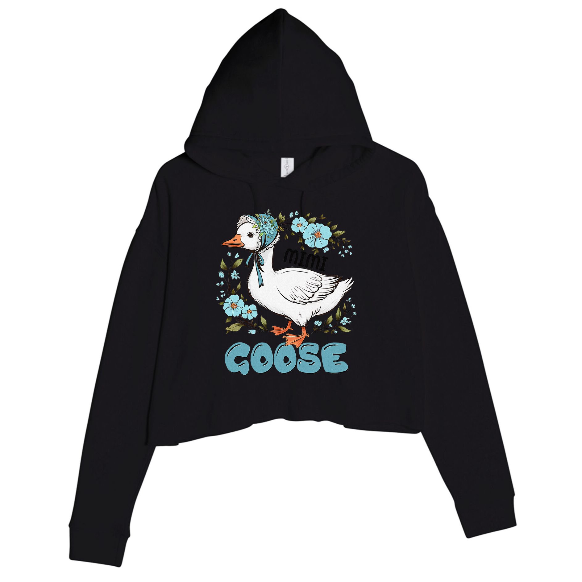 Women Floral Mimi Goose Mom Mothers Day Silly Goose Family Crop Fleece Hoodie