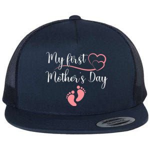 Wo First Mothers Day Mothers Day Pregnancy Announcement Flat Bill Trucker Hat