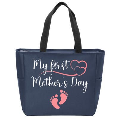 Wo First Mothers Day Mothers Day Pregnancy Announcement Zip Tote Bag