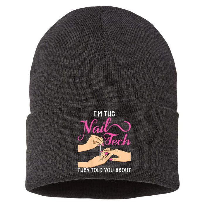 Womens Funny Manicurist Pedicurist For Nail Artists And Beauticians Sustainable Knit Beanie