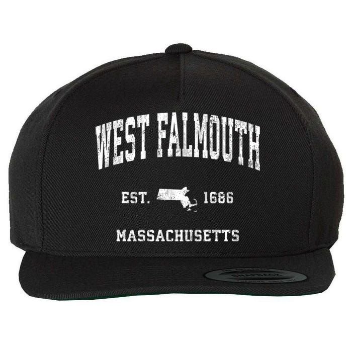 West Falmouth Massachusetts Ma Vintage Athletic Wool Snapback Cap