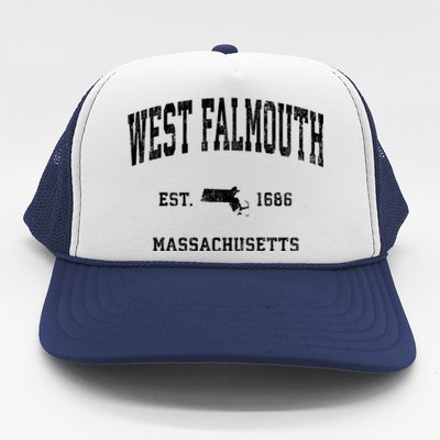 West Falmouth Massachusetts Ma Vintage Athletic Trucker Hat