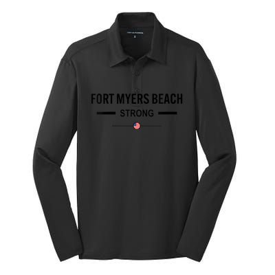 Womens Fort Myers Beach Strong Community Strength Prayer US Flag Silk Touch Performance Long Sleeve Polo