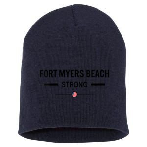 Womens Fort Myers Beach Strong Community Strength Prayer US Flag Short Acrylic Beanie