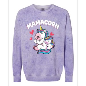 Wo Funny Mamacorn Unicorn Costume Mom Mother's Day Colorblast Crewneck Sweatshirt