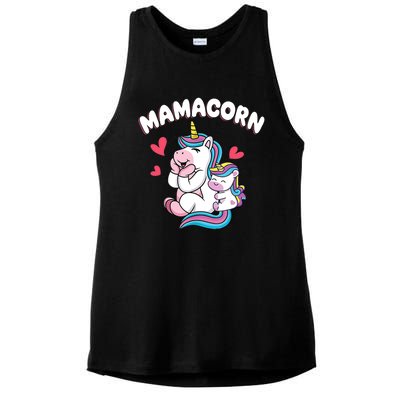 Wo Funny Mamacorn Unicorn Costume Mom Mother's Day Ladies PosiCharge Tri-Blend Wicking Tank