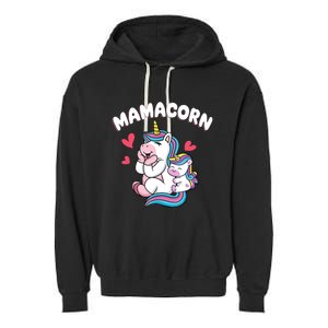 Wo Funny Mamacorn Unicorn Costume Mom Mother's Day Garment-Dyed Fleece Hoodie