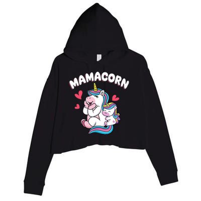 Wo Funny Mamacorn Unicorn Costume Mom Mother's Day Crop Fleece Hoodie