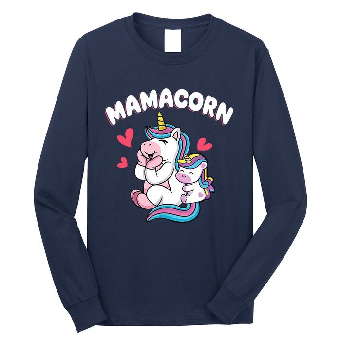 Wo Funny Mamacorn Unicorn Costume Mom Mother's Day Long Sleeve Shirt