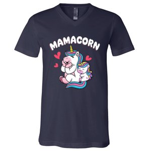 Wo Funny Mamacorn Unicorn Costume Mom Mother's Day V-Neck T-Shirt