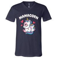 Wo Funny Mamacorn Unicorn Costume Mom Mother's Day V-Neck T-Shirt