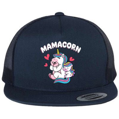 Wo Funny Mamacorn Unicorn Costume Mom Mother's Day Flat Bill Trucker Hat