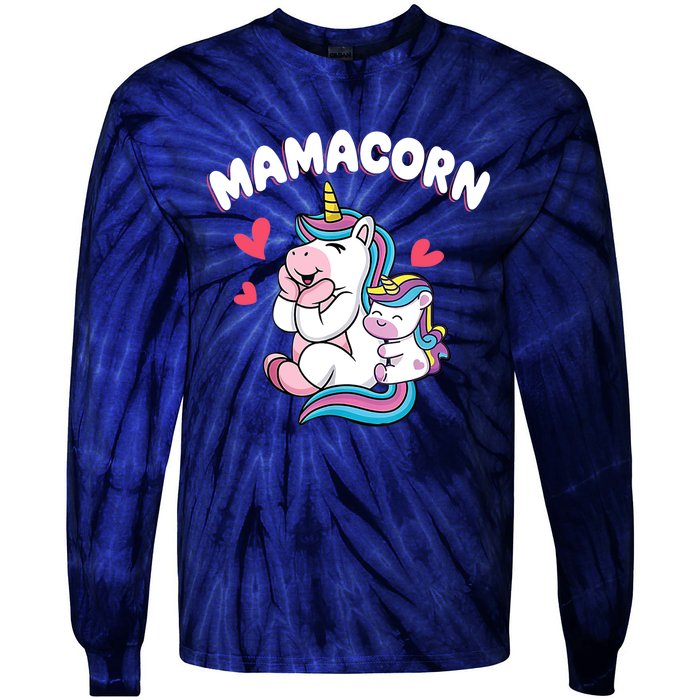 Wo Funny Mamacorn Unicorn Costume Mom Mother's Day Tie-Dye Long Sleeve Shirt