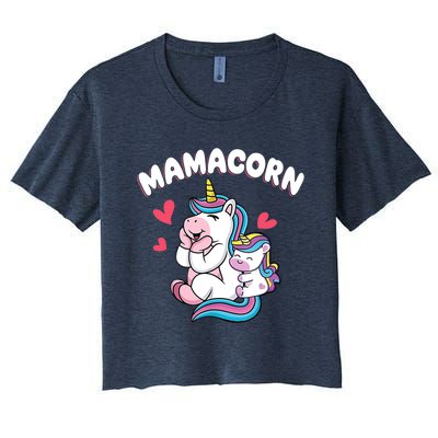 Wo Funny Mamacorn Unicorn Costume Mom Mother's Day Women's Crop Top Tee