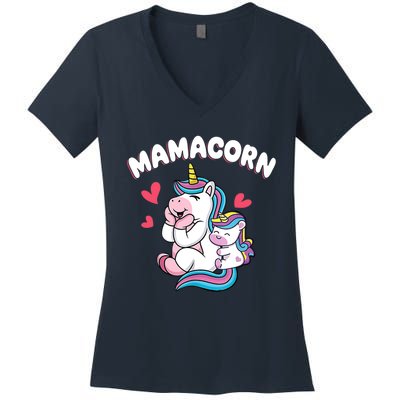 Wo Funny Mamacorn Unicorn Costume Mom Mother's Day Women's V-Neck T-Shirt