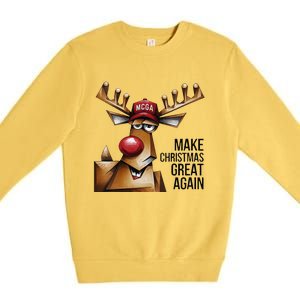 Women Funny Make Christmas Great Again Reindeer Trump Election Win Premium Crewneck Sweatshirt