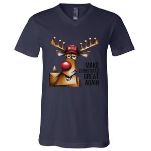 Women Funny Make Christmas Great Again Reindeer Trump Election Win V-Neck T-Shirt