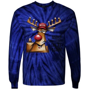 Women Funny Make Christmas Great Again Reindeer Trump Election Win Tie-Dye Long Sleeve Shirt